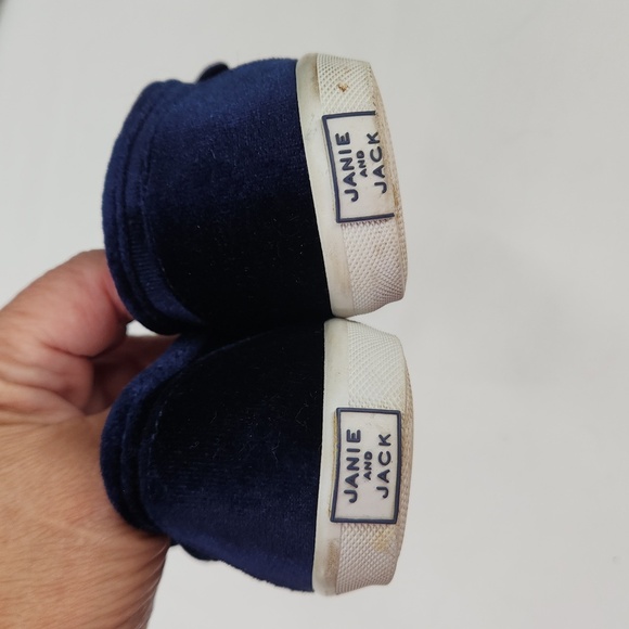 Janie and Jack Shoes Velvet Slip On Flat Bow Detail Blue Girl's - Picture 5 of 6